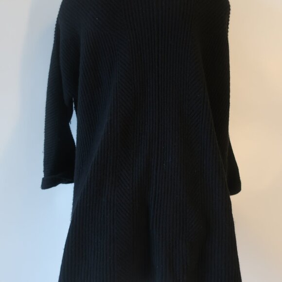 Womens Rani Arabella 100% Cashmere Black Ribbed Button Down Cardigan Sweater M - Picture 10 of 14